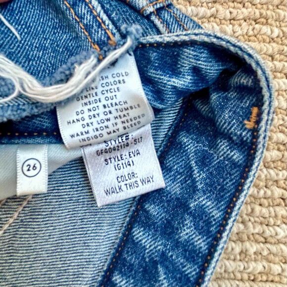 EUC GRLFRND Eva Distressed Denim Mini Skirt Walk This Way High Size 26 REVOLVE - Picture 12 of 15